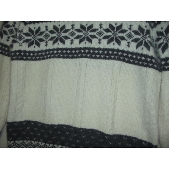 Valerie Stevens Small Sweater LambsWool Angora off-white gray Nordic Fair Isles - Picture 5 of 10